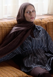 MONOGRAM COTTON FLOSH JACQUARD HIJAB BITTER BROWN