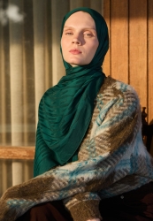 NARA PAMUK FLOŞ JAKARLI ŞAL PETROL