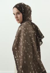 FAWN DESENLİ PAMUK VİSKON ŞAL VİZON