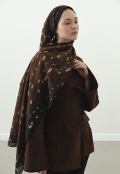 FAWN DESENLİ PAMUK VİSKON ŞAL KAHVERENGİ