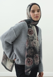 MARIELLE DESENLİ PAMUK VİSKON ŞAL GECE MAVİSİ