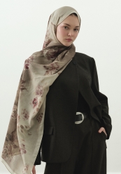 MARIELLE DESENLİ PAMUK VİSKON ŞAL BEJ