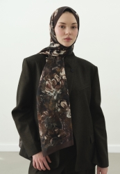 MADELEINE DESENLİ PAMUK VİSKON ŞAL KAHVE