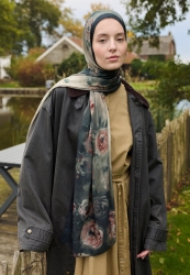 MARIELLE PATTERNED COTTON VISCOSE HIJAB DARK GREEN
