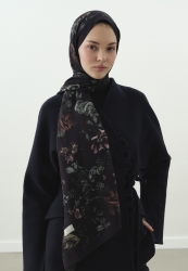 GISELE DESENLİ PAMUK VİSKON ŞAL GECE MAVİSİ