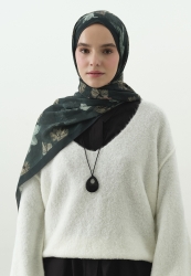 FALL BREEZE DESENLİ PAMUK VİSKON ŞAL DERİN YEŞİL