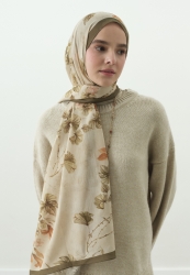 FALL BREEZE DESENLİ PAMUK VİSKON ŞAL BEJ