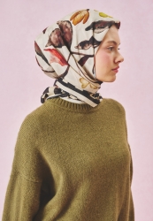 LOVE IN BLOOM DESEN FLOŞ VİSKON EŞARP WHITE PEARL