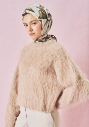 LOVE IN BLOOM DESEN FLOŞ VİSKON EŞARP BROWN