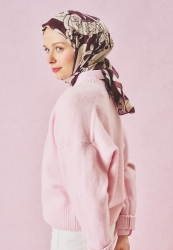 ETERNAL LOVE PATTERNED FLOSS VISCOSE SCARF BURGUNDY