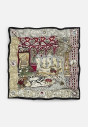 PRECIOUS PARADISE PATTERNED FLOSS VISCOSE SCARF DEEP BLACK