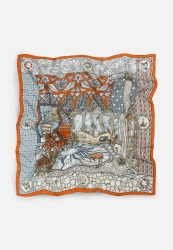 PRECIOUS PARADISE PATTERNED FLOSS VISCOSE SCARF BURNT ORANGE