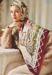 STARLIGHT HARMONY PATTERNED FLOSS VISCOSE SCARF SWEET CHERRY