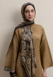 DARK BOHEMY PATTERN SILKCRINKLE COTTON BITTER COFFEE