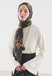 FALL BREEZE DESENLİ PAMUK VİSKON ŞAL KAHVE