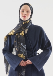 NORAH DESENLİ PAMUK VİSKON ŞAL SİYAH