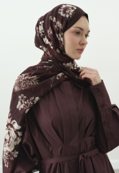 MIDNIGHT ROSE DESENLİ PAMUK VİSKON ŞAL BORDO