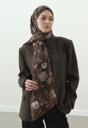 REVERIE DESENLİ PAMUK VİSKON ŞAL KAHVE