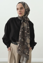 REVERIE DESENLİ PAMUK VİSKON ŞAL FÜME