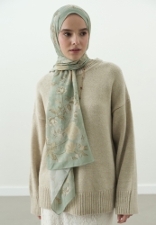 REVERIE DESENLİ PAMUK VİSKON ŞAL MİNT YEŞİLİ
