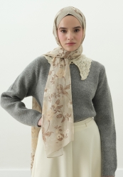 REVERIE DESENLİ PAMUK VİSKON ŞAL BEJ