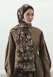 TINY DAISY DESENLİ PAMUK VİSKON ŞAL VİZON