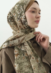 TINY DAISY DESENLİ PAMUK VİSKON ŞAL BEJ