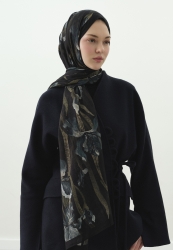ZELINDA DESENLİ PAMUK VİSKON ŞAL SİYAH