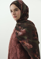 ZELINDA DESENLİ PAMUK VİSKON ŞAL ACI KAHVE