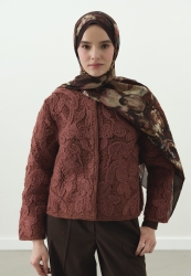 SWEET VANILLA DESENLİ PAMUK VİSKON ŞAL KOYU BORDO