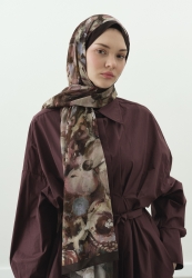 SWEET VANILLA DESENLİ PAMUK VİSKON ŞAL KAHVE