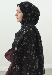 TINY BLOOMS DESENLİ PAMUK VİSKON ŞAL LACİVERT