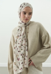 TINY BLOOMS DESENLİ PAMUK VİSKON ŞAL BEJ