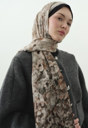 PEARLIE DESENLİ PAMUK VİSKON ŞAL SİYAH