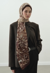 PEARLIE DESENLİ PAMUK VİSKON ŞAL KİREMİT