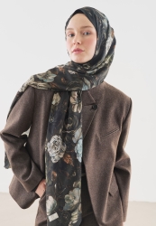 ROSINE DESENLİ PAMUK VİSKON ŞAL DERİN YEŞİL