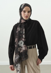 ROSINE DESENLİ PAMUK VİSKON ŞAL ANTRASİT