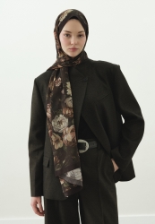 ROSINE DESENLİ PAMUK VİSKON ŞAL KAHVE