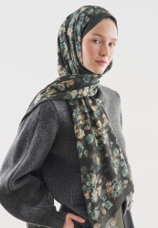 SECRET PEARL DESENLİ PAMUK VİSKON ŞAL DERİN YEŞİL