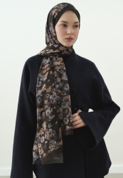 SECRET PEARL DESENLİ PAMUK VİSKON ŞAL ANTRASİT