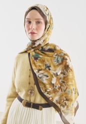 JANE DESENLİ PAMUK VİSKON ŞAL YAĞ YEŞİLİ