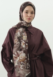 JANE DESENLİ PAMUK VİSKON ŞAL TOZLU KAHVE