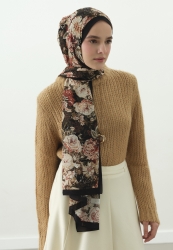 JUDITH DESENLİ PAMUK VİSKON ŞAL SİYAH