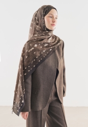 FAWN PATTERNED COTTON VISCOSE HIJAB IN MINK