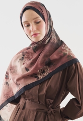 MARIELLE DESENLİ PAMUK VİSKON ŞAL SİYAH