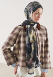 PURE ABSTRACT DESEN RAMİ ŞAL SİYAH