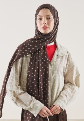 SMALL POLKA DOTS DESEN RAMİ ŞAL ACI KAHVE