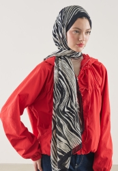 WILD ZEBRA DESEN RAMİ ŞAL SİYAH