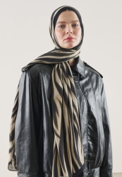 ZEBRA DESEN RAMİ ŞAL SİYAH