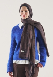 FLOWER SHADOW DESEN RAMİ ŞAL ACI KAHVE